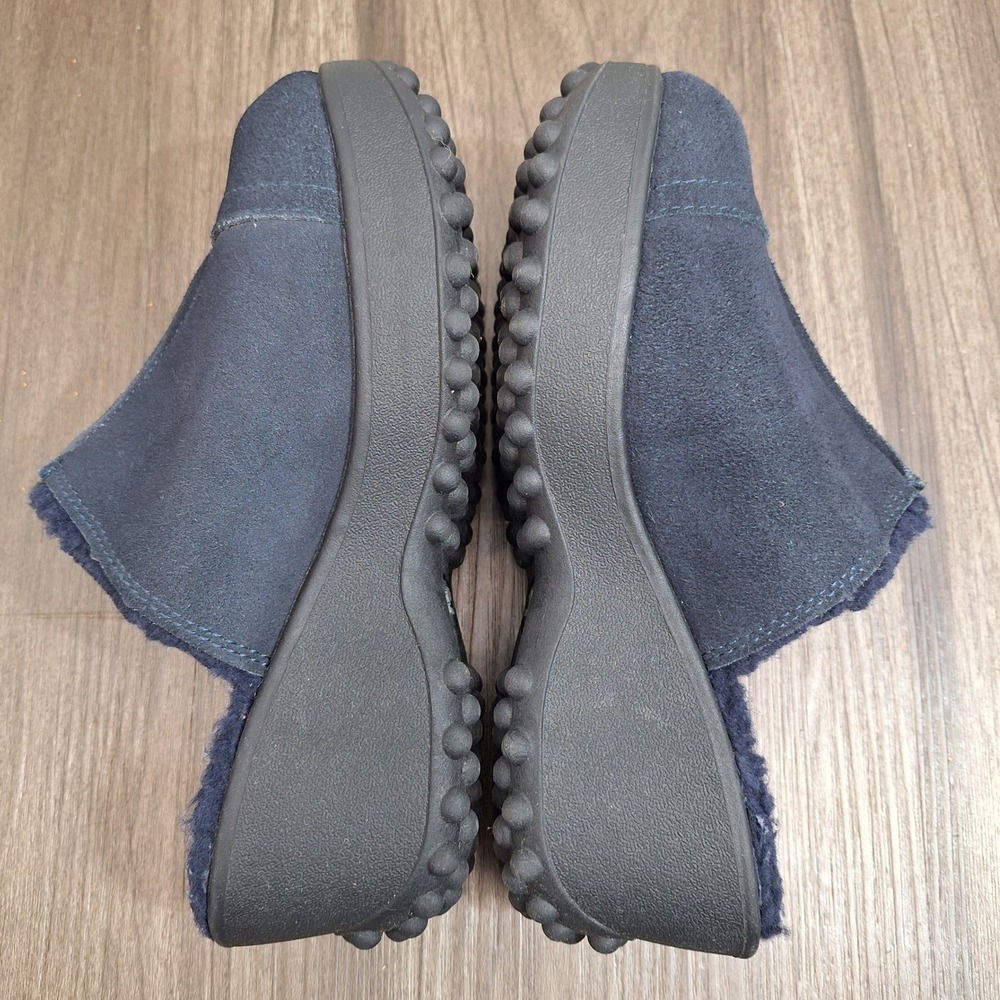 Rocket Dog Women's Size 7 Navy Blue Suede Platform Mules Faux Fur Lined Clogs - Picture 4 of 6
